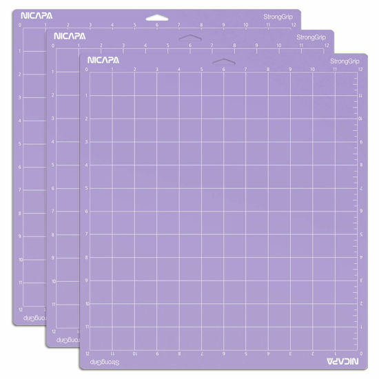 Picture of Nicapa Strong Grip Cutting Mat for Cricut Maker 3/Maker/Explore 3/Air 2/Air/One (12x12 inch,3 Mats) Strong Adhesive Sticky Purple Quilting Replacement Cut Mats