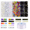 Picture of Amaney 1400 Pieces 7 Colors 4x7mm Round Acrylic Alphabet Letter Beads A-Z Mixed and Crystal Line for Jewelry Making