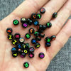 Picture of Amaney 1400 Pieces Round Alphabet Letter Beads A-Z 4x7mm Black Acrylic with Colorful Letter and Crystal Line for Jewelry Making