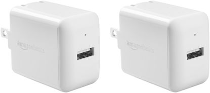 Picture of Amazon Basics 12W One Port USB-A Wall Charger (2.4 Amp) for Phones (iPhone 13/12/11/X, Samsung, and more), Pack of 2, White