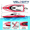 Picture of Force1 Velocity H102 RC Boat - Remote Control Boat for Pools and Lakes, Fast RC Boats for Adults and Kids with 20+ mph Speed Boat, 4 Channel 2.4GHZ Remote Control, and Rechargeable Boat Battery (Red)