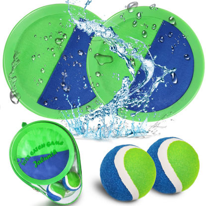 Picture of Jalunth Ball Catch Set Games Toss Paddle - Beach Toys Back Yard Outdoor Pool Backyard Throw Sticky Set Age 3 4 5 6 7 8 9 10 11 12 Years Old Boys Girls Kids Adults Family Outside Easter Gifts Green