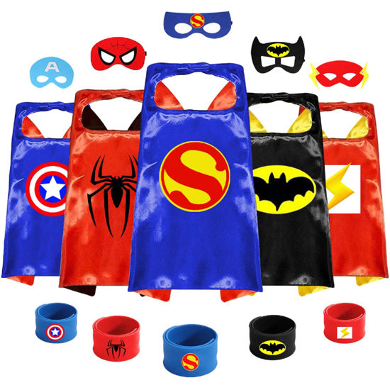 Picture of LoveiDesign Toys for 3-10 Year Old Boy Superhero Capes with Mask and Wristbands for Kids Christmas Halloween Birthday Gifts for Boy Girls (5 sets)