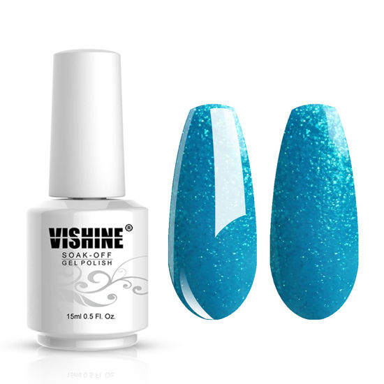 Picture of Vishine Gelpolish Long-lasting Gel Nail Polish Lacquer Shiny Color Soak Off UV LED Manicure Pearl Teal(1623)