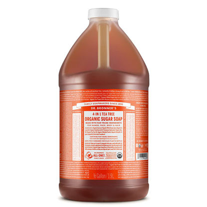 Picture of Dr. Bronner’s - Organic Sugar Soap (Tea Tree, 64 Ounce) - Made with Organic Oils, Sugar and Shikakai Powder, 4-in-1 Uses: Hands, Body, Face and Hair, Cleanses, Moisturizes and Nourishes, Vegan