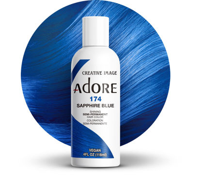 Picture of Adore Semi Permanent Hair Color - Vegan and Cruelty-Free Hair Dye - 4 Fl Oz - 174 Sapphire Blue (Pack of 1)