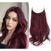 Picture of SARLA Burgundy Invisible Wire Hair Extensions Long Wavy Curly Synthetic Hair Piece Wine Red for Women Adjustable Headband 22 Inch No Clip