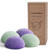 Picture of myHomeBody Natural Konjac Facial Sponges - for Gentle Face Cleansing and Exfoliation (2 Lavender Purple, 2 Aloe Green)