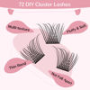 Picture of Cluster Lashes, 72 Pcs Individual Lashes, Lash Clusters DIY Eyelash Extension, Natural Lashes Super Thin Band Reusable Soft & Comfortable (Natural-D-12-18 mix)