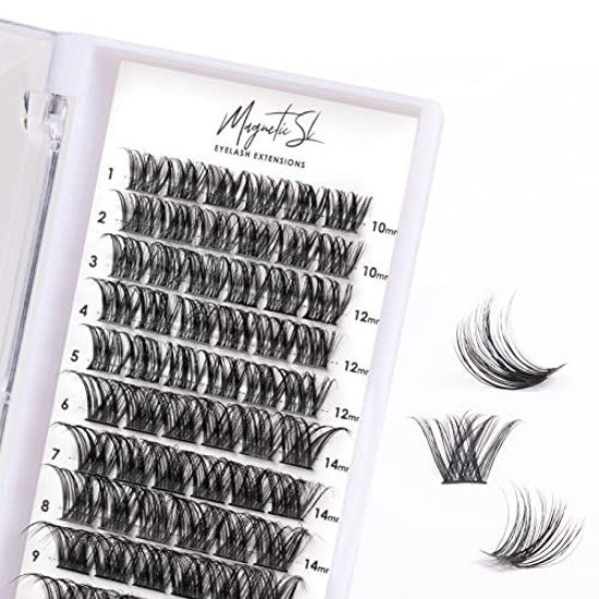 Picture of Cluster Lashes 72 Individual Lashes Clusters Eyelash Extensions False Eyelashes DIY Wispy Fluffy Lash Extension Kit Reusable False Eyelashes Natural Look Mix 10-16mm C D Curl-DM01