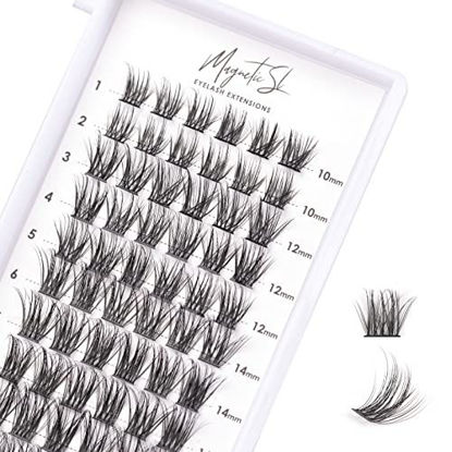 Picture of Cluster Lashes 72 Individual Lashes Clusters Eyelash Extensions False Eyelashes DIY Wispy Fluffy Lash Extension Kit Reusable False Eyelashes Natural Look Mix 10-16mm C D Curl-DM06