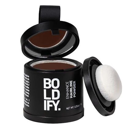 Picture of BOLDIFY Hairline Powder - LARGER 10g Bottle - Root Touch Up Powder - Instantly Conceals Hair Loss - Hair Toppers for Women & Men, Hair Powder for Thinning, Stain-Proof 48 Hour Formula (Hazel Brown)