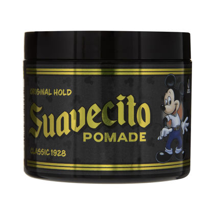 Picture of Suavecito Disney Mickey Mouse Original Hold Pomade 4 oz Medium Shine Water Based Wax Like Flake Free Hair Gel Easy To Wash Out All Day Styles