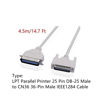 Picture of Yohii 4.5m/ 14.7 Feet DB25 Male to Centronics 36 Female Parallel Printer Cable LPT Parallel Printer IEEE-1284