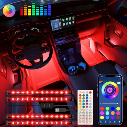 Picture of Keepsmile Interior Car Lights Car Accessories APP Control with Remote Music Sync Color Change RGB Under Dash Car Lighting with Car USB Charger 12V 2A Led Lights for Car Jeep Truck