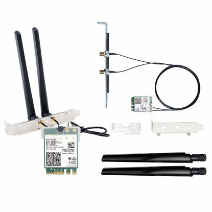 Picture of AX210 WiFi 6E Card M.2 NGFF Mini Desktop kit Adapter Newest 6GHz BT5.2 Wireless 802.11ax 5400Mbps 2.4Ghz 5Ghz Support OFDMA MU-MIMO AX210NGW Gigabit Network Card