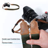 Picture of Olive Green Camera Strap,Double Layer top-grain Cowhide Ends,1.5"Wide Pure Cotton Woven Camera Strap,Adjustable Universal Neck & Shoulder Strap for All DSLR Cameras,Great Gift for Photographers