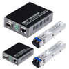 Picture of 2 Pack 1.25G/s Bidi Gigabit Single-Mode Fiber to Ethernet Media Converter with 2PCS Bidi SFP LC Dual Transceiver Module Included, 10/100/1000Base-Tx to 1000Base-LX SMF RJ45 to SFP Slot up to 550M