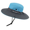 Picture of Women's Outdoor UV-Protection-Foldable Sun-Hats Mesh Wide-Brim Beach Fishing Hat with Ponytail-Hole (Blue)