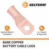 Picture of SELTERM 25pcs 3/0 AWG 3/8" Stud Battery Lugs, Ring Terminals, Heavy Duty Copper Wire Lugs, Battery Cable Ends, 000 Gauge Ring Terminal Connectors, UL Bare Copper Eyelets Electrical Battery Cable Lugs