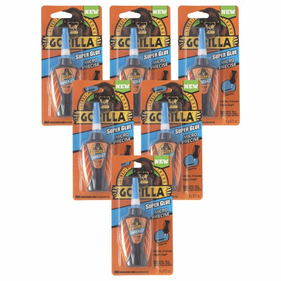 Picture of Gorilla Micro Precise Super Glue, 6 Gram, Clear, (Pack of 6)