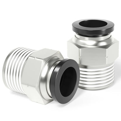 Picture of TAILONZ PNEUMATIC Male Straight 12mm Tube OD x 1/2 Inch NPT Thread Push to Connect Fittings PC12-N4 (Pack of 5)