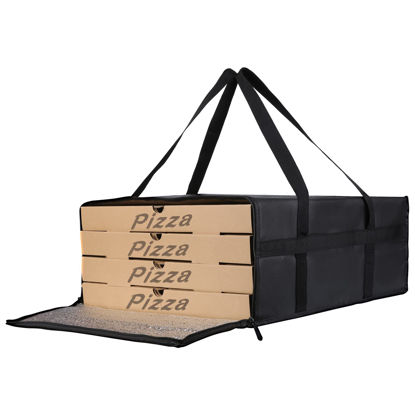 Picture of Bodaon Insulated Pizza Delivery Bag, 20" x 20" x 8" Pizza Warmer Bags for Carry Hot, Insulated Food Delivery Bag, Insulated Grocery Bags, Black, 1-Pack