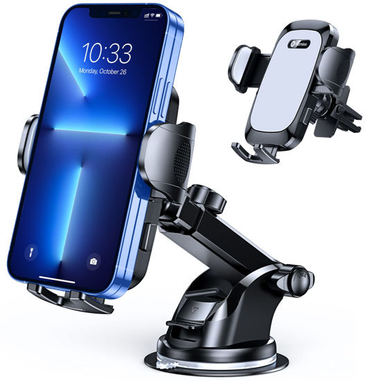 Universal Phone Mount for Car, [Military-Grade Reliable Suction] Hands-Free  Car Phone Holder Mount, Automobile Cell Phone Holder Car for Dashboard