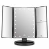 Picture of deweisn Tabletop Mount Trifold Lighted Vanity Mirror with 21 LED Lights, Touch Screen and 3X/2X/1X Magnification, Two Power Supply Mode Make up Mirror,Travel Mirror