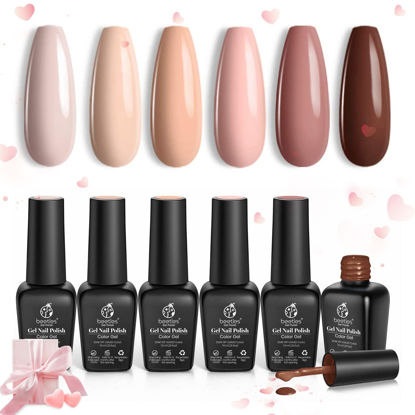 Picture of beetles Gel Polish Nail Set 6 Colors Skin Tones Collection Nude Pink Brown Neutral Soak off Led Lamp Needed Manicure Diy Home for Women