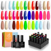 Picture of beetles Gel Polish Nail Set 20 Colors Neon Collection Hot Pink Magenta Lemon Green Soak Off Manicure Starter Kit with 3 Pcs Matte and Glossy Top Coat Base