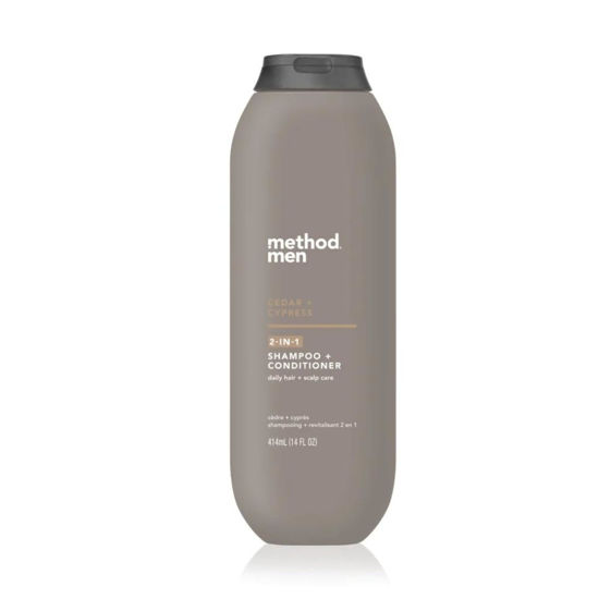 Picture of Method Men 2-in-1 Shampoo + Condtioner, Cedar + Cypress, Paraben and Phthalate Free, 14 fl oz (Pack of 1)