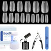 Picture of Beetles Gel Polish Nail Extension Kit with 240 Pcs Gelly Tips Short Coffin Shape Full Matte 5 in 1 Glue Base Coat Innovative Uv Led Lamp for Diy Easy Home Manicure