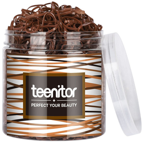 Picture of Teenitor Elastic Hair Bands, Elastics for Hair, Hair Elastics, Rubber Bands for Hair, Small Hair Ties, 2000pcs, Light Brown