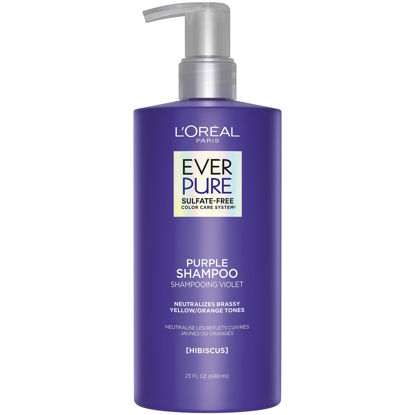 Picture of L'Oréal Paris EverPure Sulfate Free Brass Toning Purple Shampoo for Blonde, Bleached, Silver, or Brown Highlighted Hair, 23Fl; Oz (Packaging May Vary)