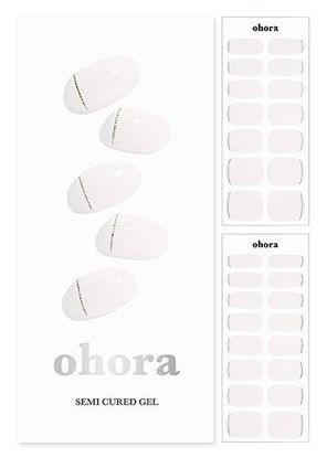 Picture of ohora Semi Cured Gel Nail Strips (N Gold Lining) - Works with Any Nail Lamps, Salon-Quality, Long Lasting, Easy to Apply & Remove - Includes 2 Prep Pads, Nail File & Wooden Stick