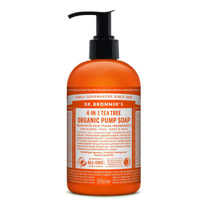 Picture of Dr. Bronner’s - Organic Sugar Soap (Tea Tree, 12 Ounce) - Made with Organic Oils, Sugar and Shikakai Powder, 4-in-1 Uses: Hands, Body, Face and Hair, Cleanses, Moisturizes and Nourishes, Vegan