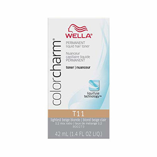 Picture of WELLA Color Charm Hair Toner, Neutralize Brass With Liquifuse Technology,T11 Lightest Beige Blonde, 1.4 oz