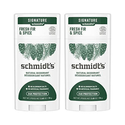 Picture of Schmidt's Aluminum Free Natural Deodorant for Women and Men, Fresh Fir & Spice with 24 Hour Odor Protection, Certified Natural, Cruelty Free, Vegan Deodorant 2.65oz 2-pk