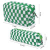 Picture of SOIDRAM Makeup Bag Checkered Cosmetic Bag Green Makeup Pouch 1Pcs Large Capacity Makeup Bags and 1Pcs Makeup Brushes Storage Bag Travel Toiletry Bag Organizer