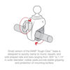 Picture of RAM Mounts RAP-B-400U Tough-Claw Small Clamp Base with Ball with B Size 1" Ball for Rails 0.625" to 1.14" in Diameter