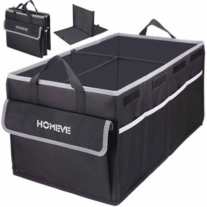 Picture of Homeve Trunk Organizer for Car, Collapsible Storage Box, Trunk Storage Organizer, 3 Compartment, Multi Pockets, Suitable for Any Car, SUV, Mini-Van Model Size, Black