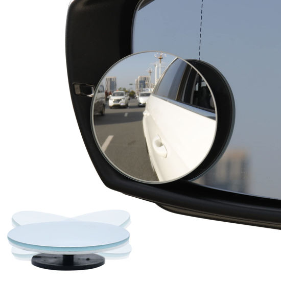 Picture of LivTee Blind Spot Mirror, 2" Round HD Glass Frameless Convex Rear View Mirrors Exterior Accessories with Wide Angle Adjustable Stick for Car SUV and Trucks, Pack of 4