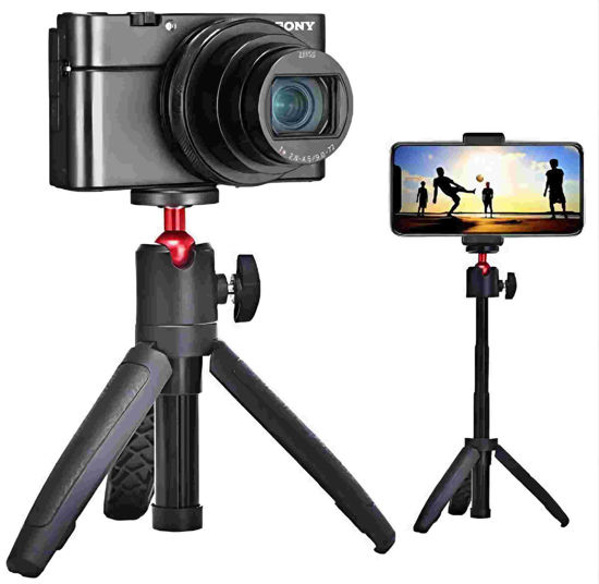 Picture of Black Extendable Selfie Stick Mini Tripod 2 in 1, Compatible with GoPro Max Hero 10 9 8 7 6 5 4 AKASO Action Camera, Portable Handle Vlog Tripod for All Action Cameras and Smart Phone