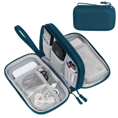 Picture of FYY Electronic Organizer, Travel Cable Organizer Bag Pouch Electronic Accessories Carry Case Portable Waterproof Double Layers Storage Bag for Cable, Cord, Charger, Phone, Earphone, Medium Size, Green