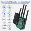 Picture of WiFi Extender Booster Repeater for Home & Outdoor, 1200Mbps Wall-Through Strong WiFi Booster, Dual Band 2.4G and 5G, 4 Antennas 360° Full Coverage, Supports Ethernet Port