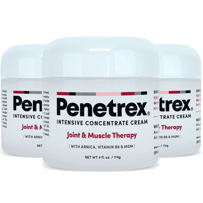 Picture of Penetrex Joint & Muscle Therapy - 4oz Cream (3-Pack) - Intensive Concentrate Rub for Joint & Muscle, Premium Formula with Arnica, Vitamin B6 & MSM Provides Relief for Back, Neck, Hands, Feet