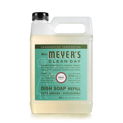 Picture of Mrs. Meyer's Liquid Dish Soap Refill, Biodegradable Formula, Basil, 48 fl. oz