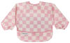 Picture of Tiny Twinkle Mess Proof Baby Bib, Cute Full Sleeve Bib Outfit, Waterproof Bibs for Toddlers, Machine Washable, Tug Proof, Baby Smock for Eating, Long Sleeved (Checkers Pink, Small 6-24 Months)