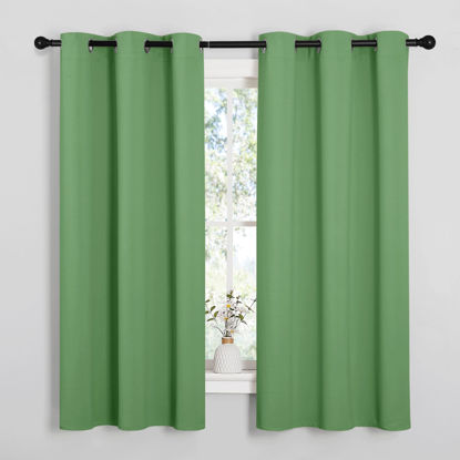 Picture of NICETOWN Room Darkening Curtains 63" Long Set of 2 for Bedroom, Froest Green Nursery Essential Thermal Insulated Solid Grommet Top Blackout Curtains/Drapes (1 Pair, 42 inches Wide)